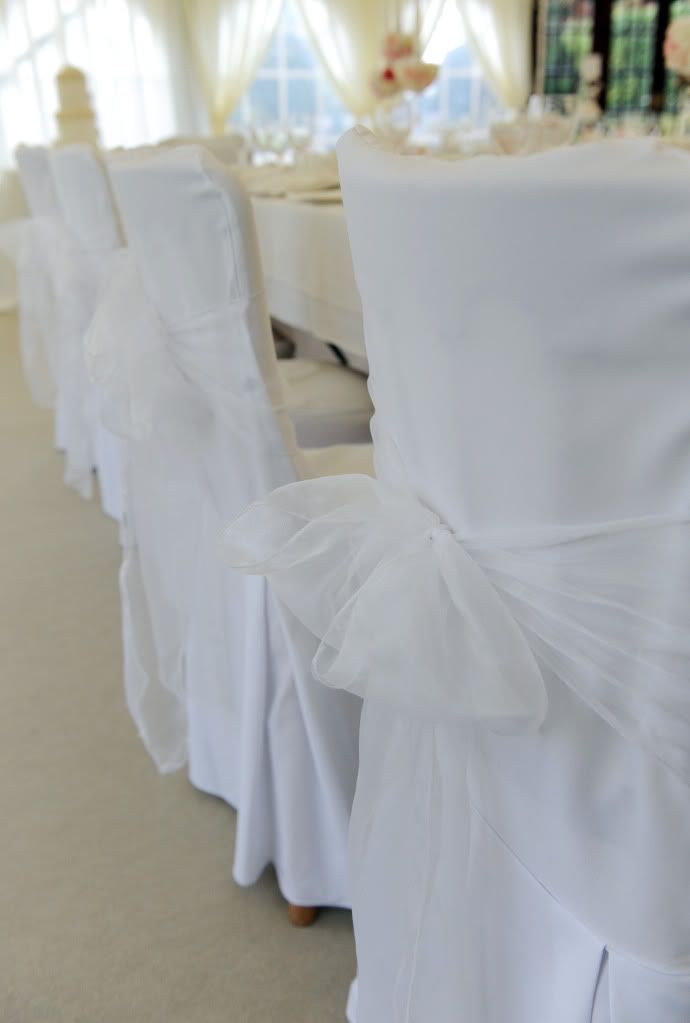 Purple White Chair Bows Sashes Table Runners Swags And