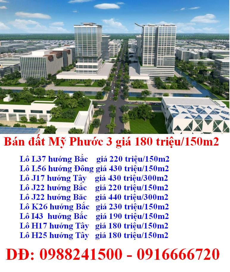 Lô J43, Mỹ Phước 3, đường DJ5  25m , giá 380 triệu150m2, tiện kinh doanh