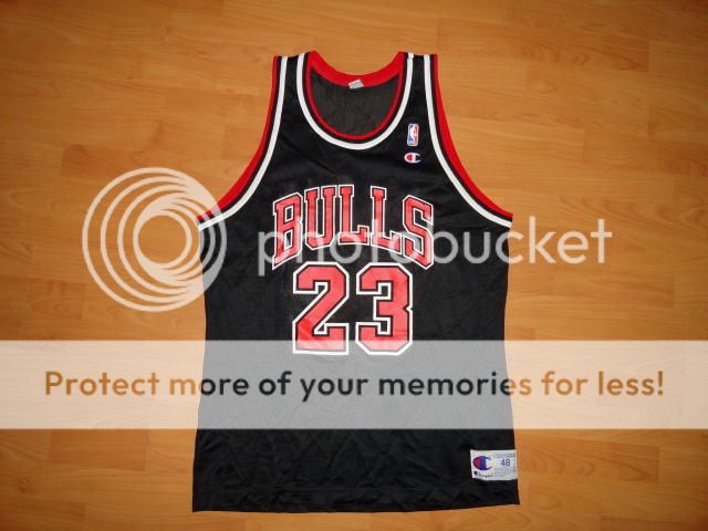 vtg MICHAEL JORDAN CHICAGO BULLS BLACK JERSEY by CHAMPION mens sz. 48 