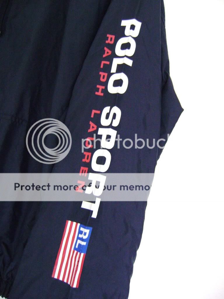 Vtg Ralph Lauren POLO SPORT 92 93 USA FLAG Nylon Jacket size XL lo p 