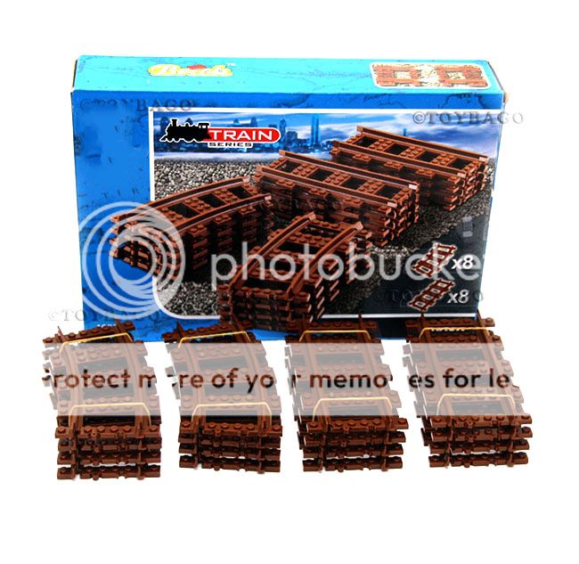 8 Curved 8 Straight Brown Building Block Brick Train Tracks New